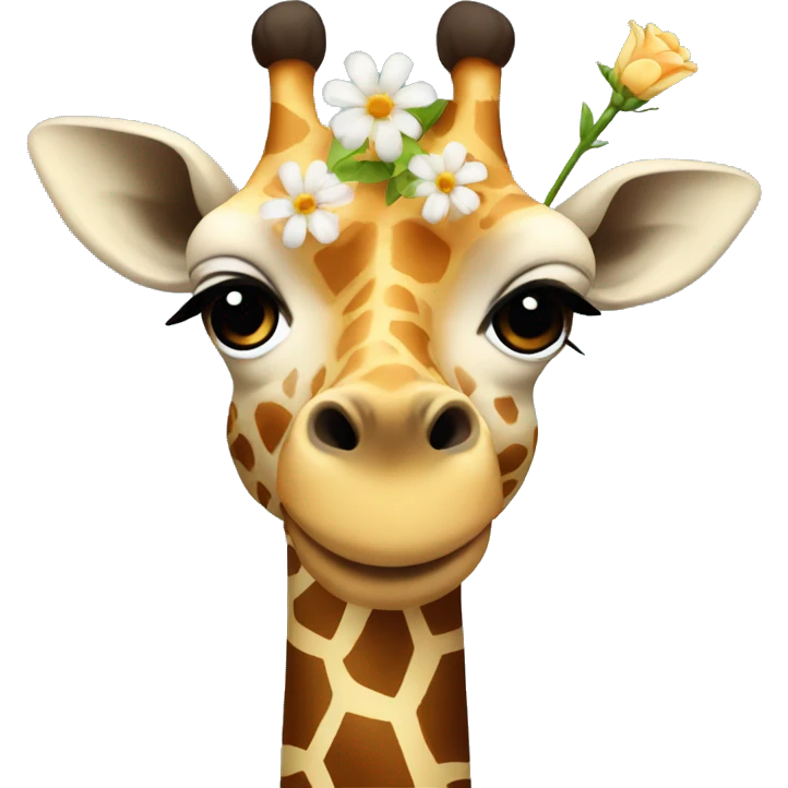 Giraffe with a flower on the head emoji