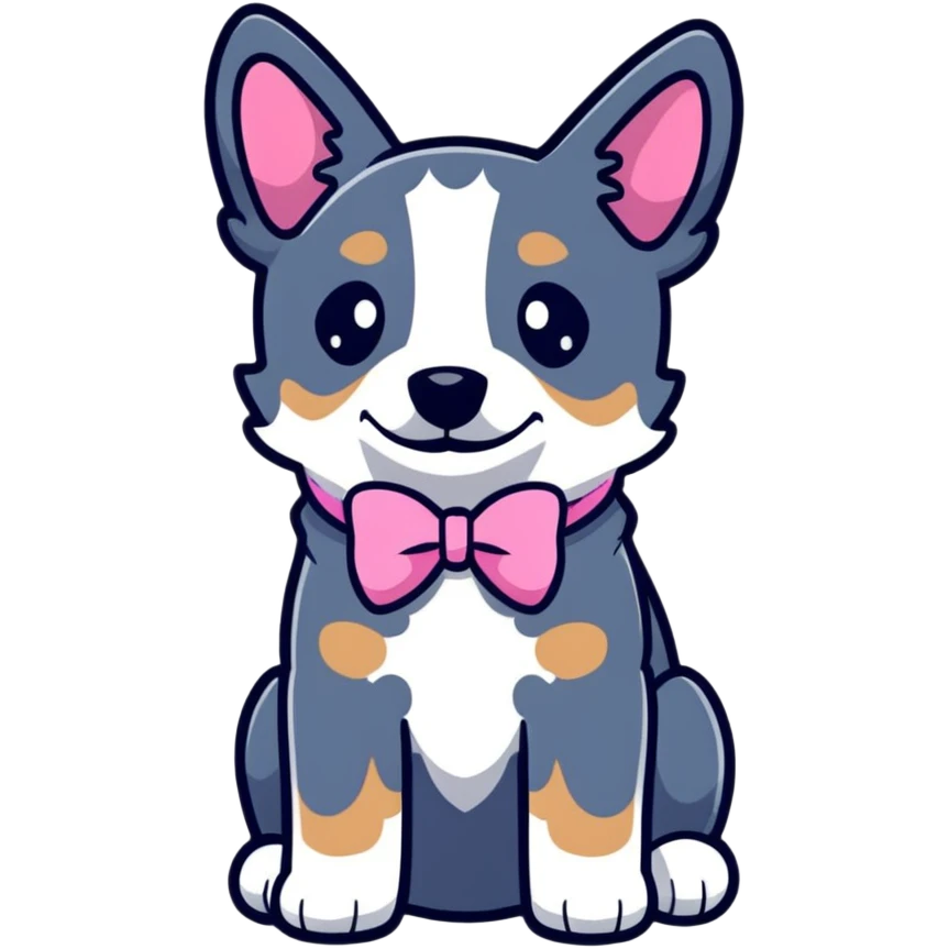 Blue heeler puppy with pink bow on left side of ear emoji