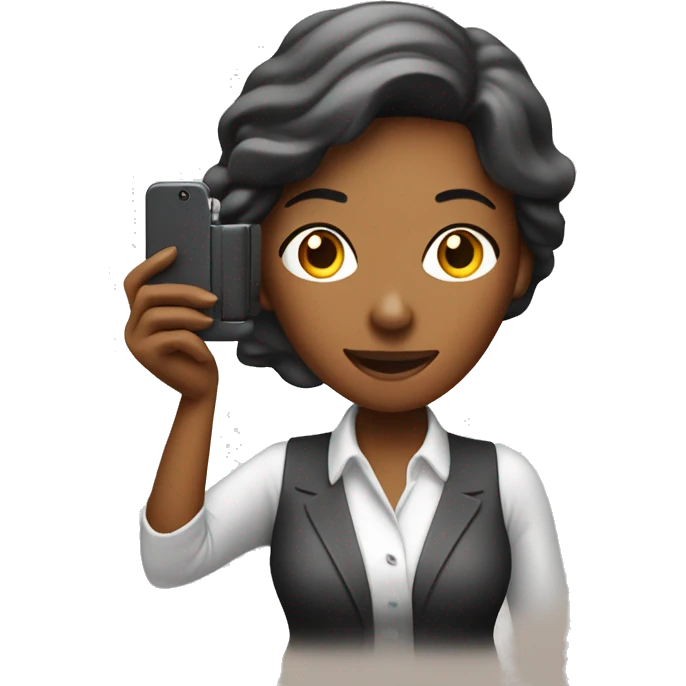 Lady corporate business owner shooting food photos & videos with her phone emoji