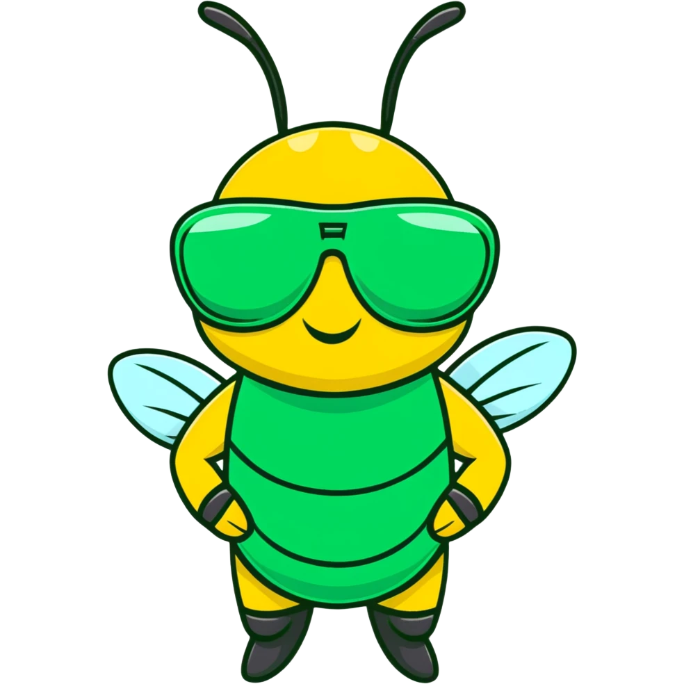 green bee wearing sunglasses emoji