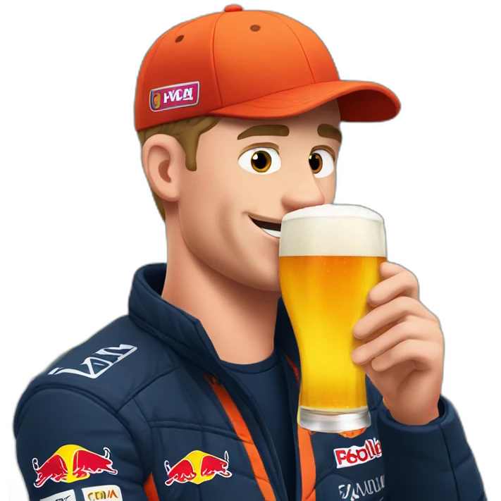 Max verstappen drinking a big beer emoji