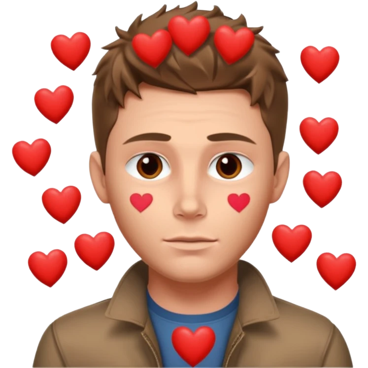 Dean Winchester with love hearts around his head emoji
