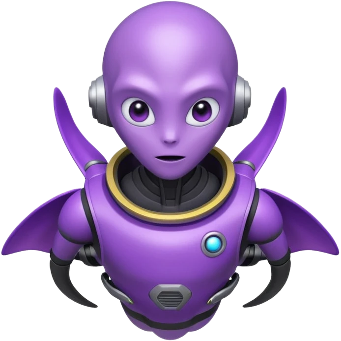 Purple alien floating with jetpack emoji