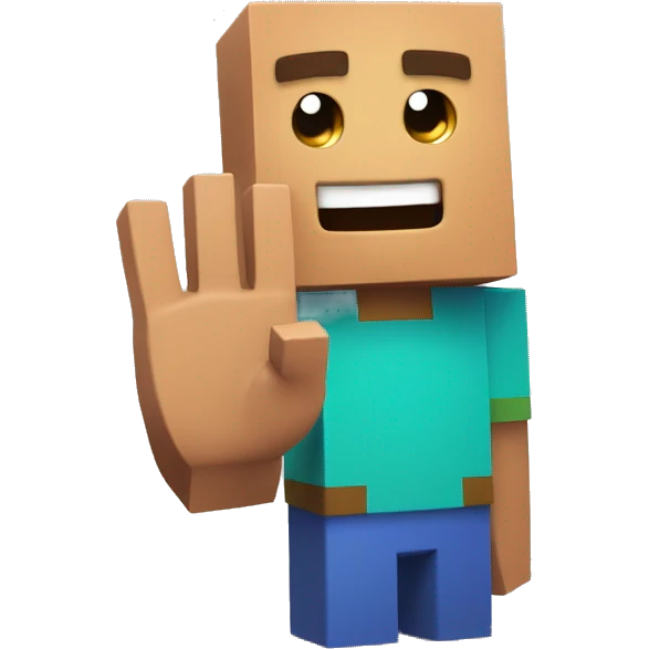 Welcome emoji like a minecraft block saying Hi while waving hand emoji
