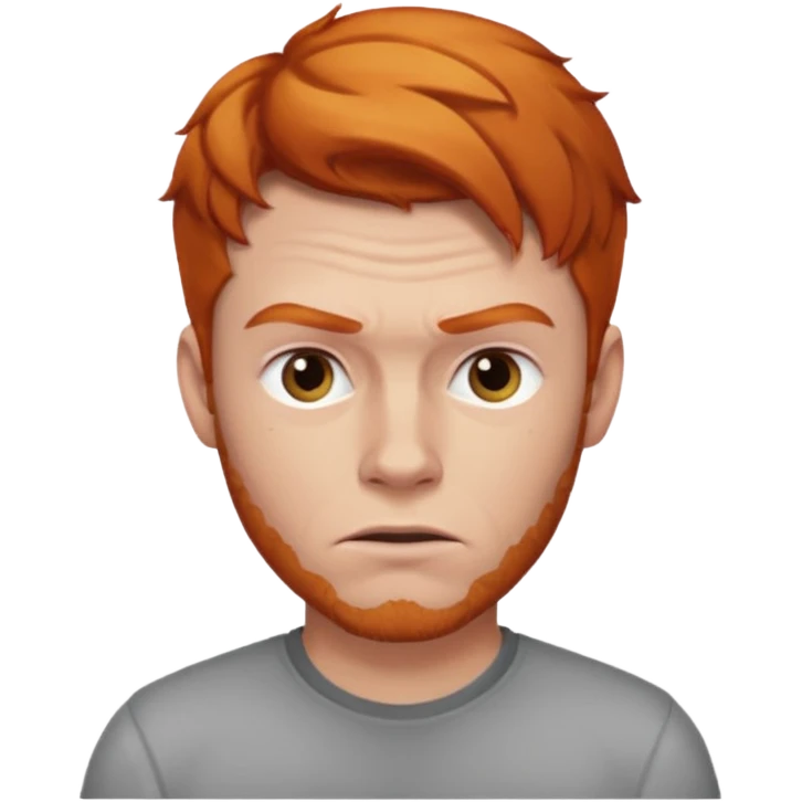 The 🤨 raised eyebrow emoji but with short ginger hair (a man) emoji