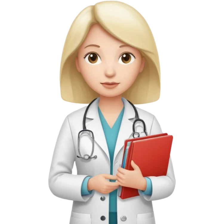 A female doctor with a folder of slides in her hands emoji