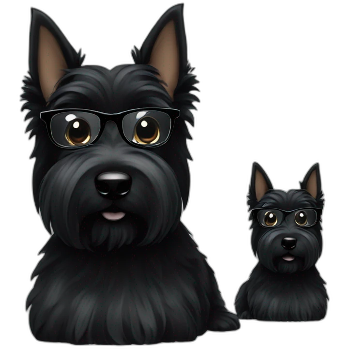 black two Scottish terrier glasses black emoji