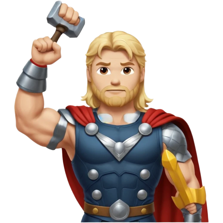 The hero Thor proudly holds justice in his raised hand. emoji