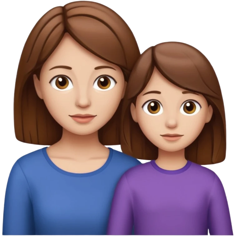 Mom and daughter with brown hair  emoji
