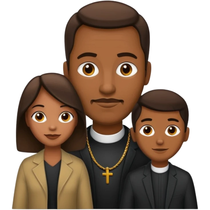 Um homem negro, uma mulher loira e um cachorro pastor alemão  emoji