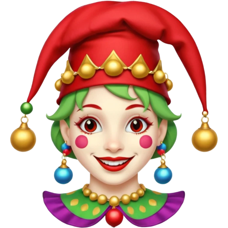 Jester – Smiling trickster with colorful hat and bells emoji