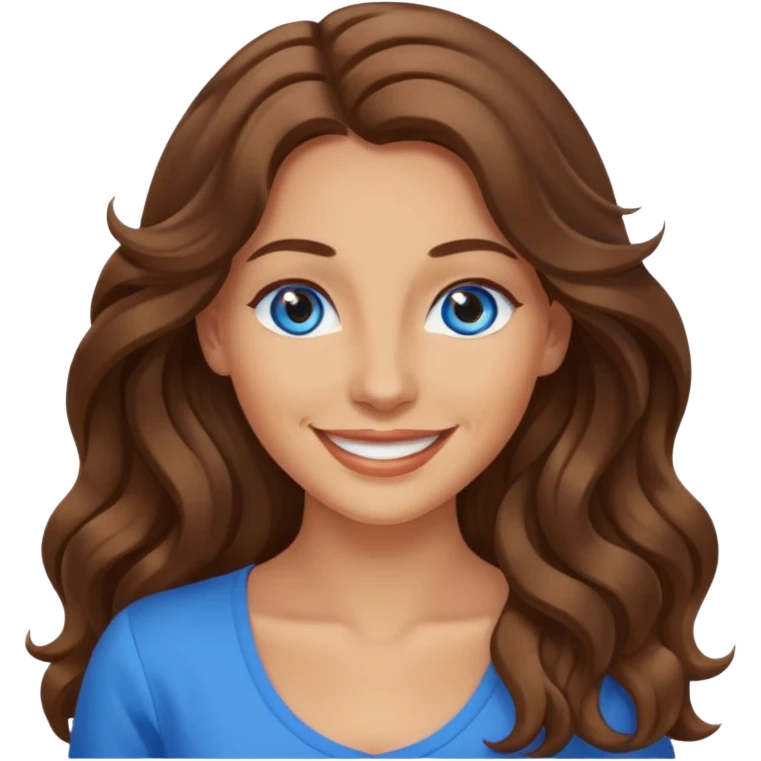 Extra Long wavy hair, brown hair, blue eyes Caucasian not young sexy emoji