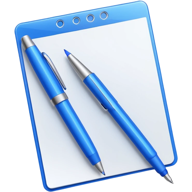 white paper and a blue colored pen emoji