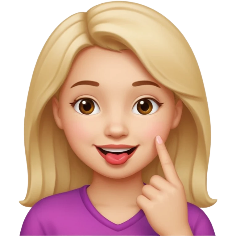 Emoji de una chica con el dedo en la esquina de la boca sonriendo de forma coqueta   emoji