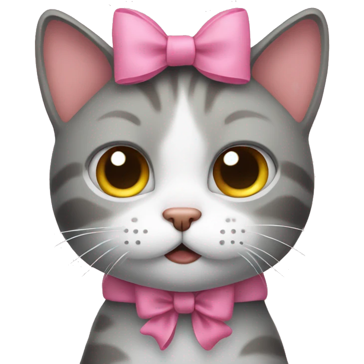 Sad cat with pink bow on right ear  emoji