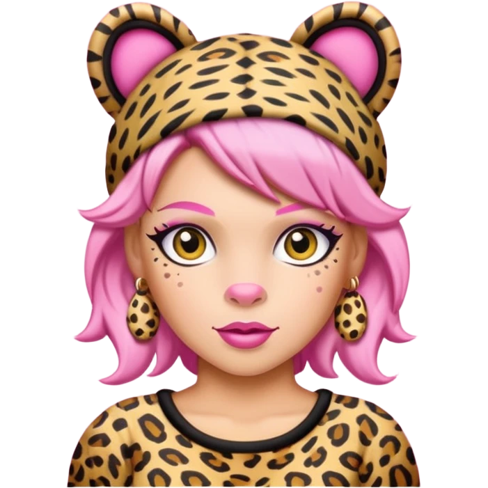 P!nk in leopard costumes with leopard headband emoji