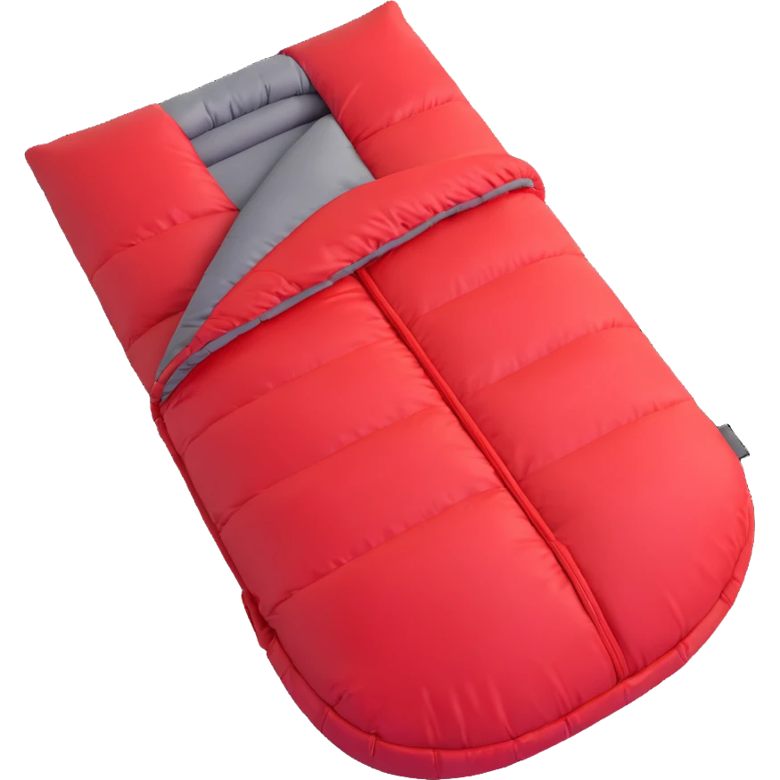 Remove the blue circle background so only the red sleeping bag, rolled up into a circle, remains. Keep the 3D look and style consistent with the original image. emoji