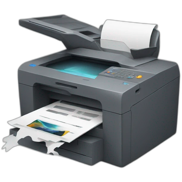 A printer with an exploded toner emoji