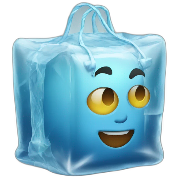 Ice cube bag arriving at party emoji
