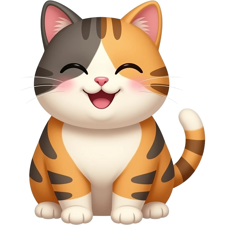 Innocent cute chubby cats smiling emoji