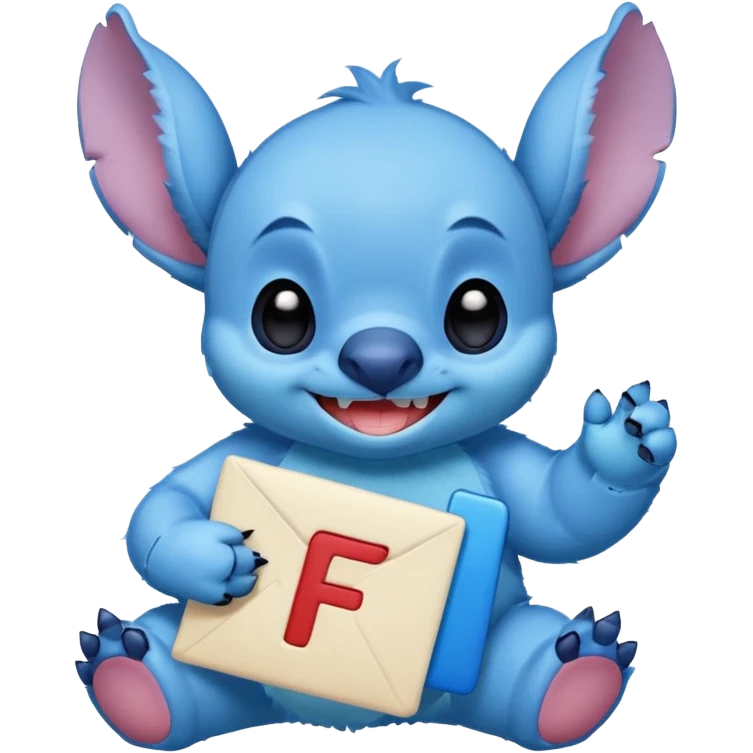 Stitch with the alphabet f emoji