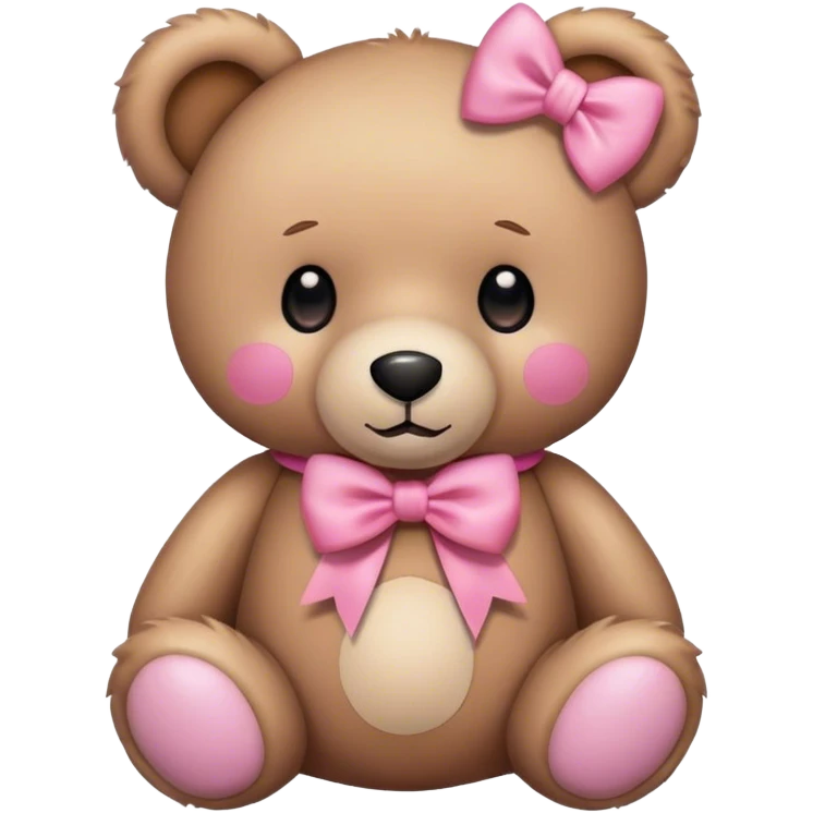 Teddy bear with a pink bow around the bear emoji