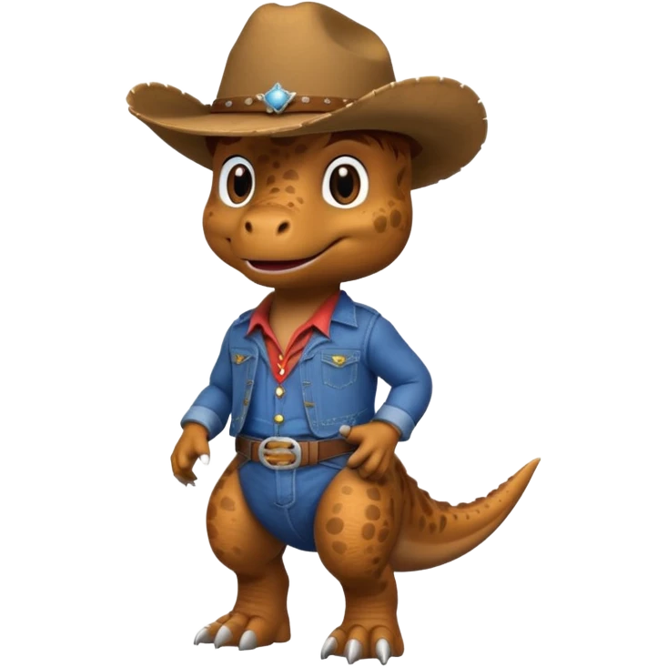 trex dinosaor with cowboy helmet with cowbot clothes emoji