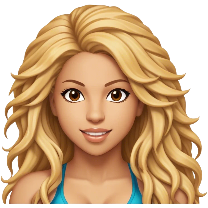 Cinematic Realistic Shakira Pop Culture Emoji, depicted with an energetic, dynamic portrayal of the global pop star rendered with lifelike textures and vibrant, charismatic lighting. emoji