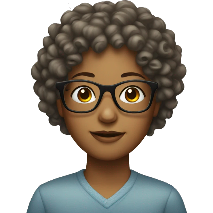 Curly haired girl with clear glasses  emoji