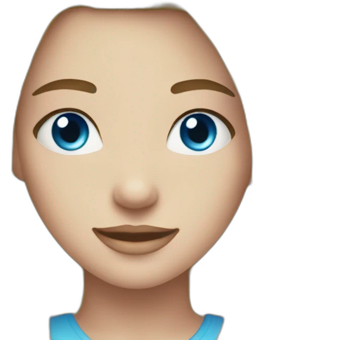 girl blue hair mullet face blue eye smile emoji