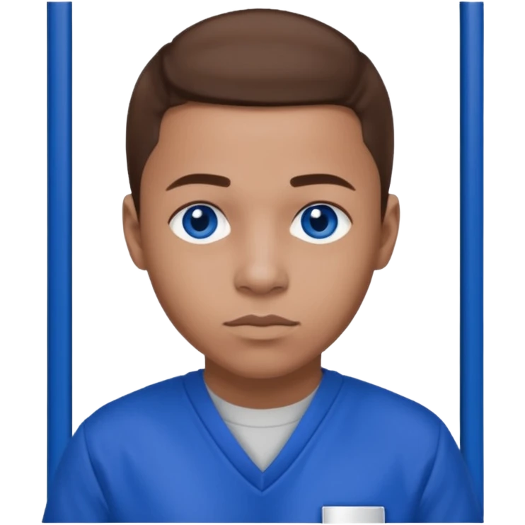 Dre from Lockdown with light skin, blue eyes, brown hair, cobalt blue inmate outfit  emoji
