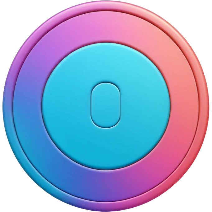 
One  3d credit coin color in in gradient of turquoise, blue, pink, purple, and coral emoji