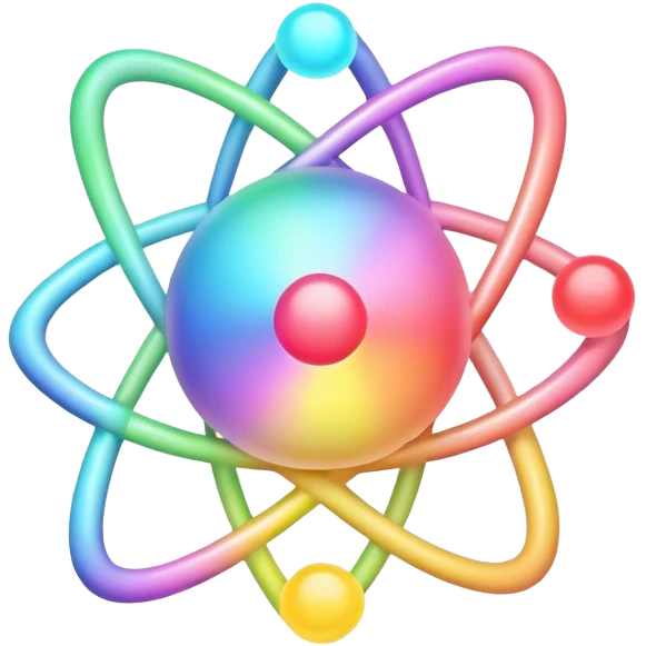 Pastel rainbow atom emoji
