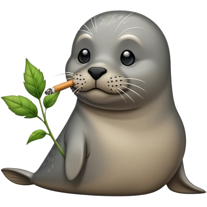 Grey slim seal Smoking weeds emoji
