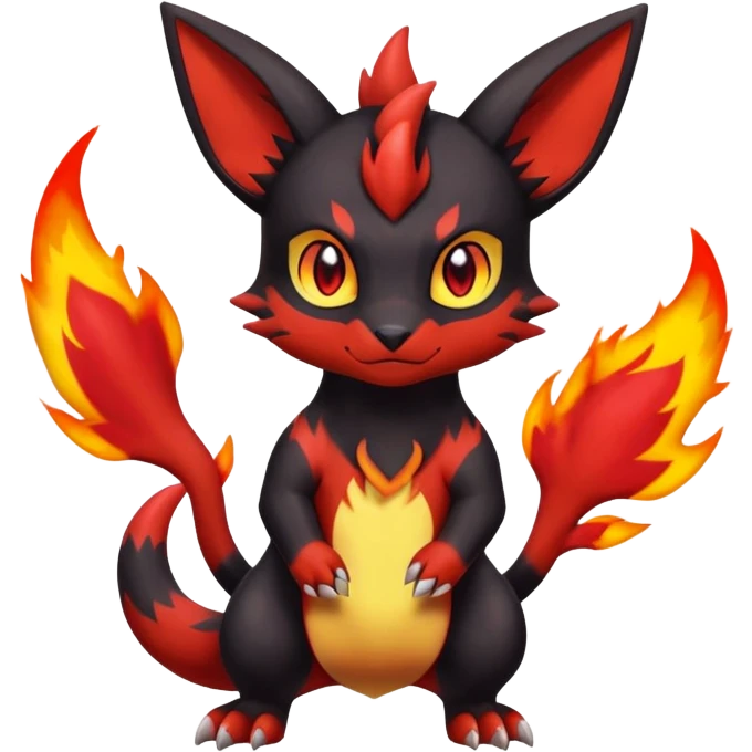 Cute Shiny Guilmon-Quilava-Litten-Umbreon-Fakémon-hybrid-creature (full body)  emoji