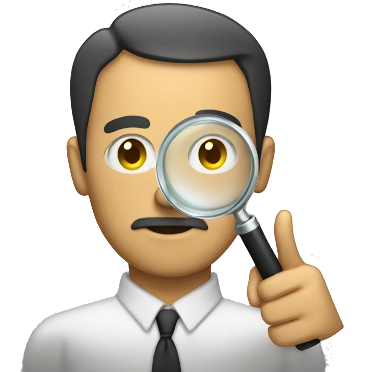 man with see through magnifying glass emoji