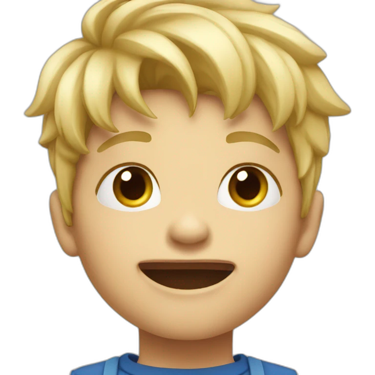 Blonde kid mewing emoji