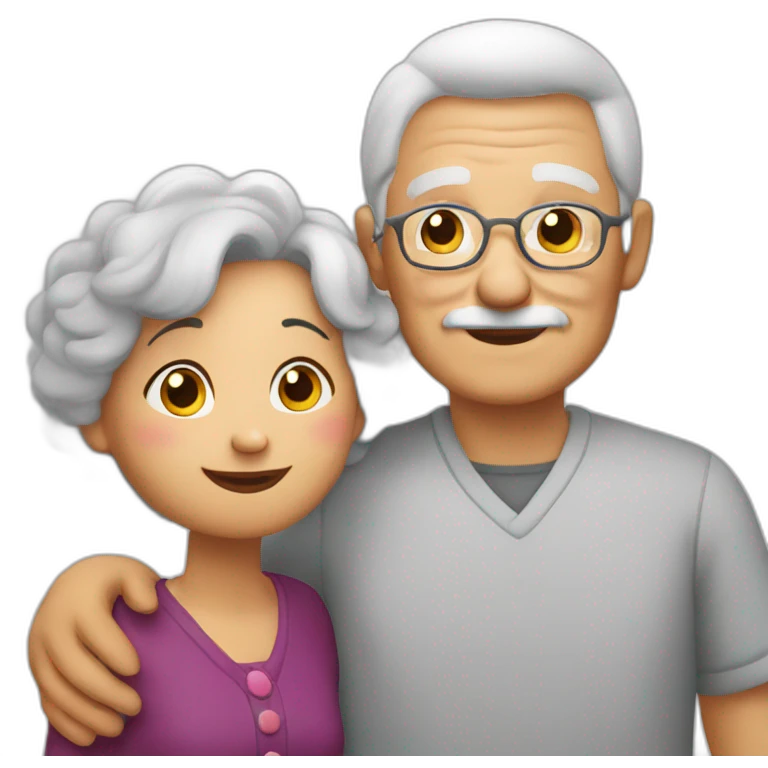 Granny in love with grandfather emoji