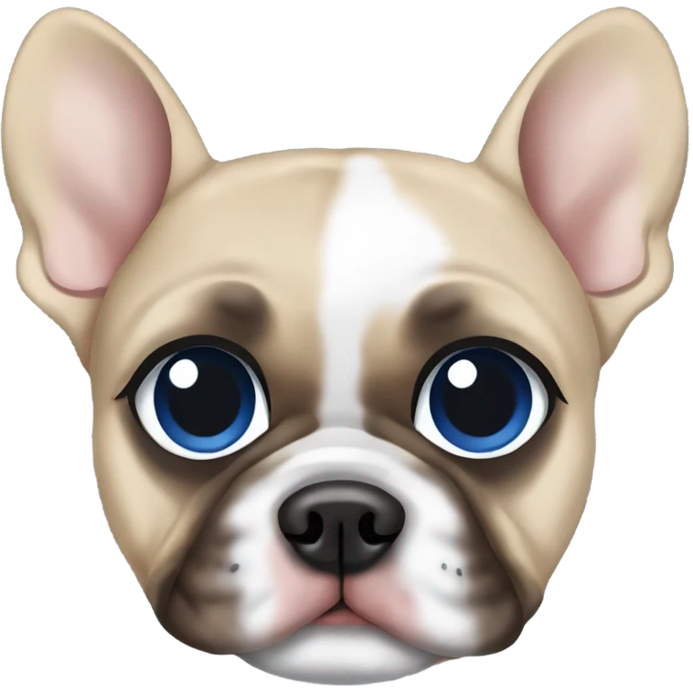 Merle French bulldog with left eye half blue and half brown. Right eye brown  emoji