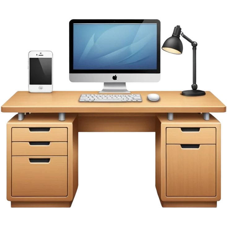 office desk with computer emoji