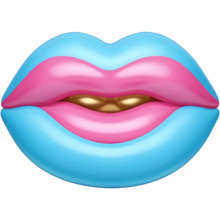 pink gold and light blue rococo inflatable lips emoji