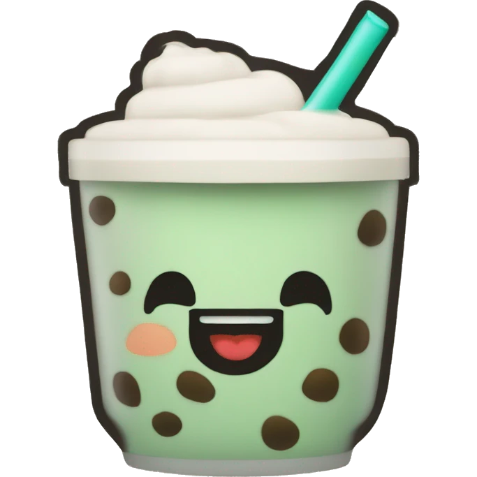 Smile face with boba tea emoji