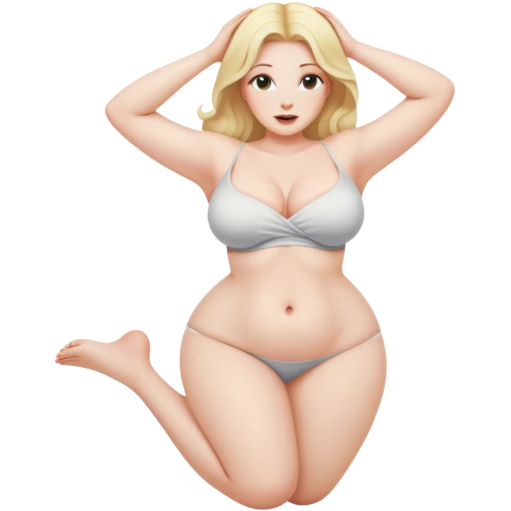 curvy long blonde with legs spread covering self sfw intimate emoji