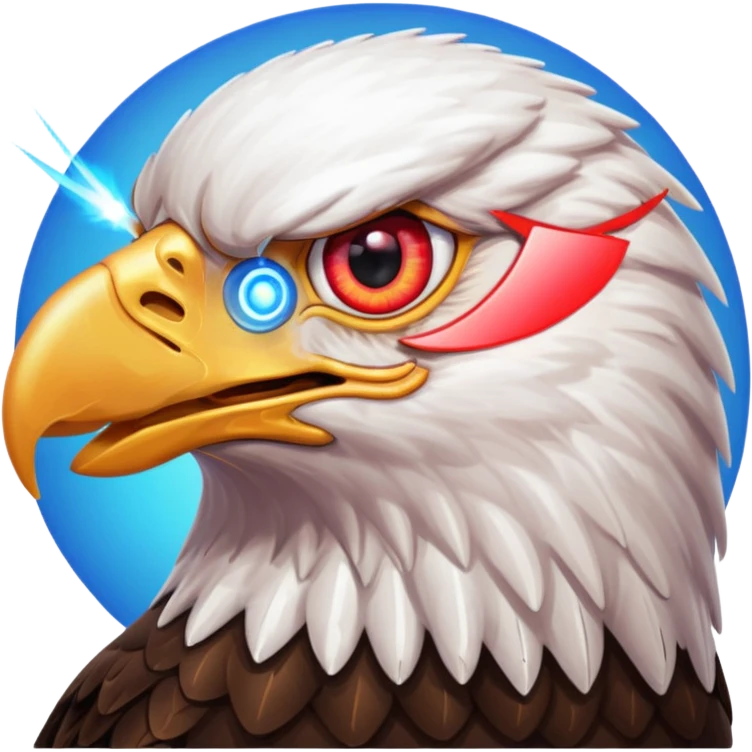 Eagle with lasers shooting out of eyes emoji
