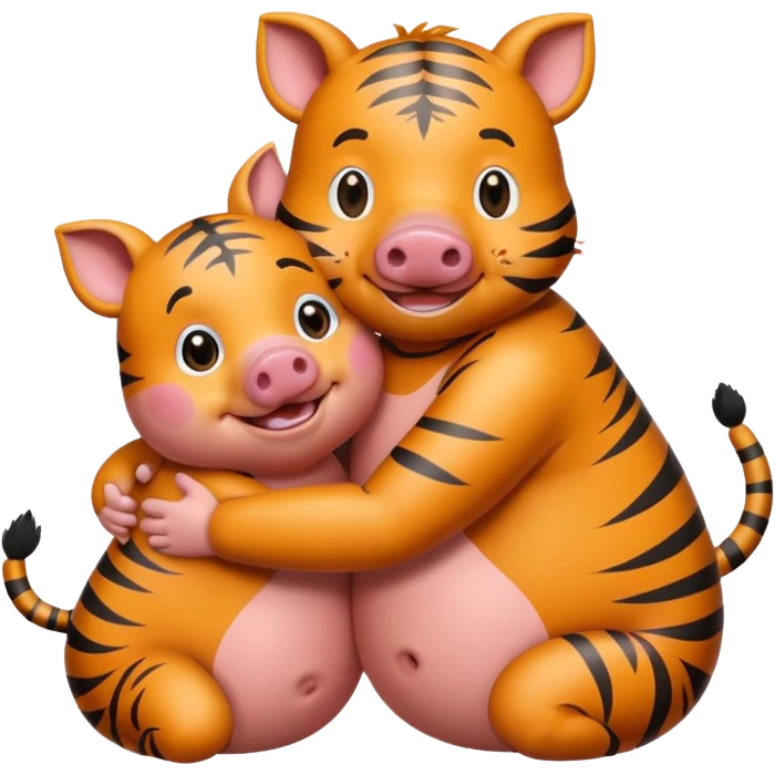 tiger and piggy hugging  emoji