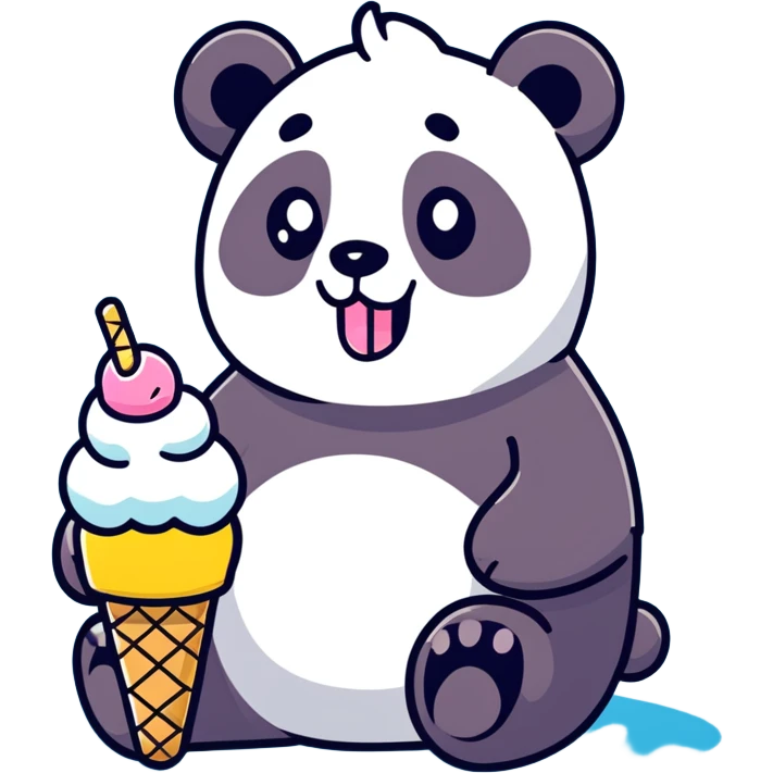 Panda eating ice cream emoji