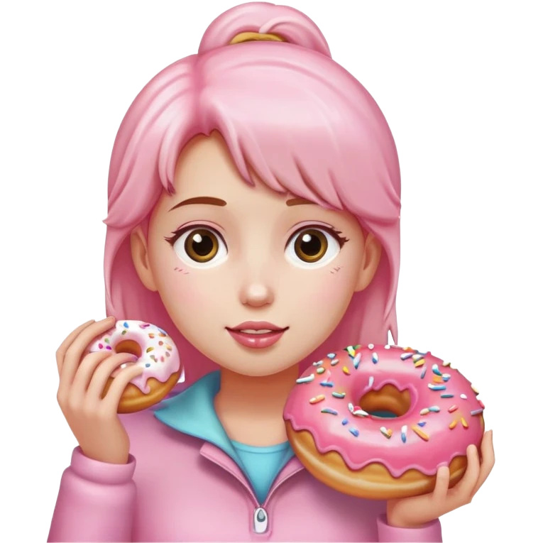 Girl walking eating a donut  emoji