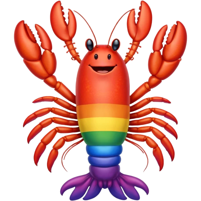 Gay lobster with pride flag happy emoji