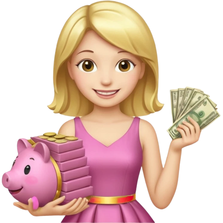 pink girl with wealth emoji