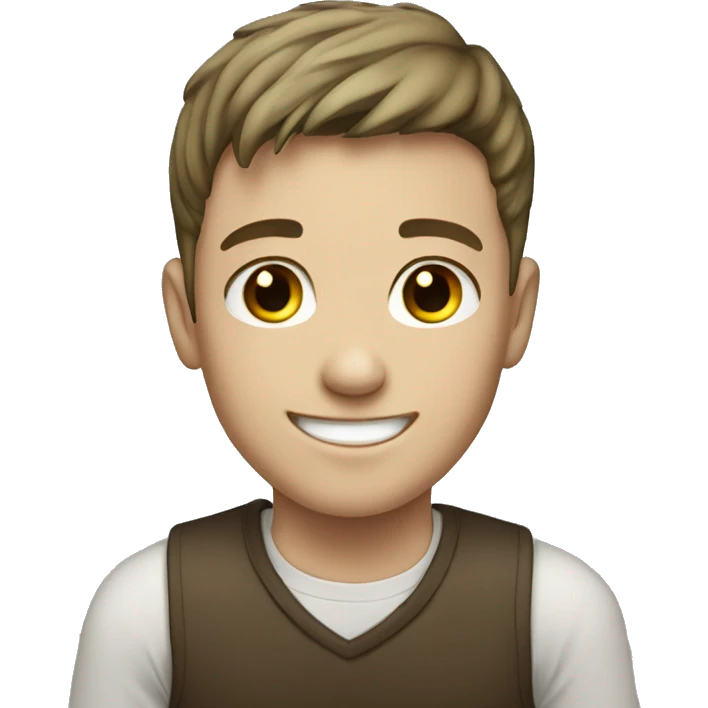 young white straight haired brunette boy smiling emoji